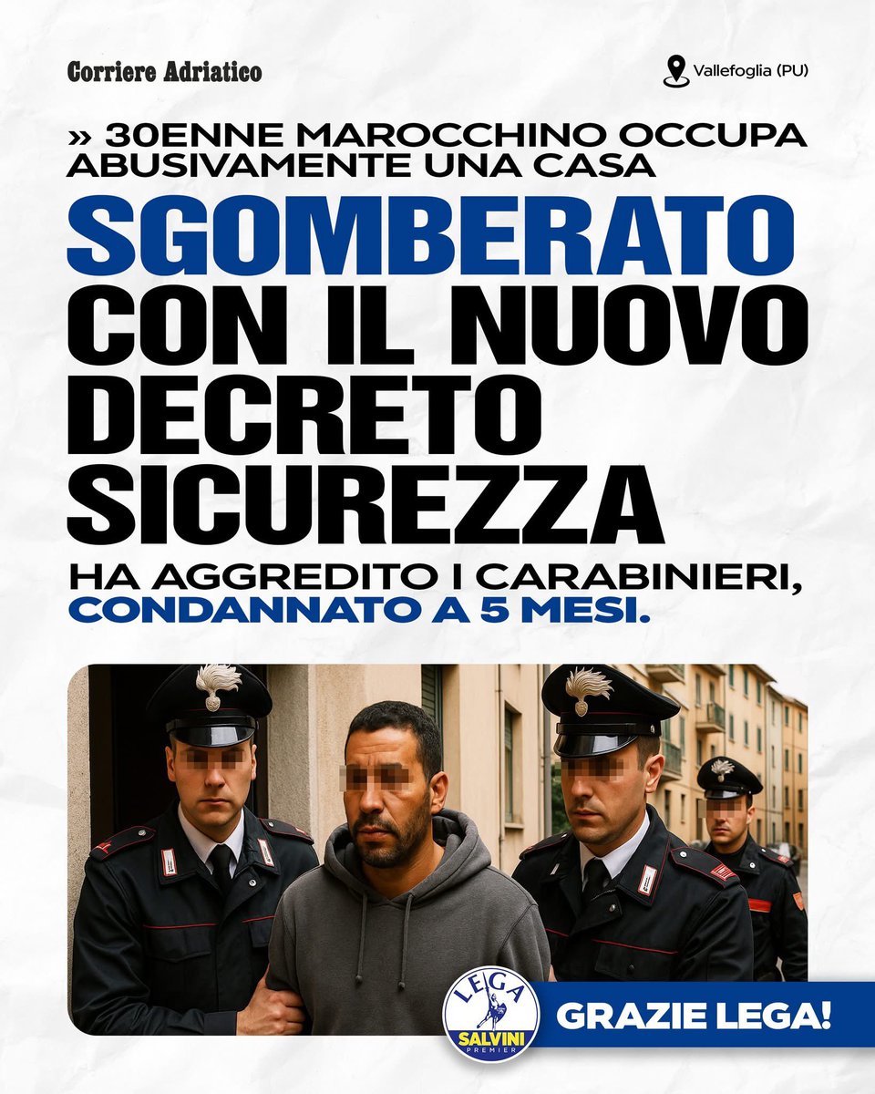 Grazie al Decreto Sicurezza è stato sgomberato un altro immobile occupato abusivamente.

L’obiettivo principale è garantire la legalità e la sicurezza dei cittadini. Grazie ai Carabinieri intervenuti!