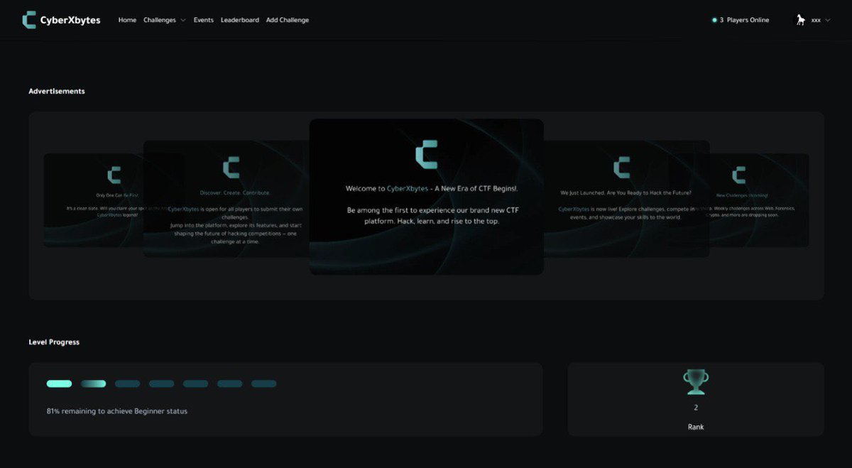 CyberXbytes Commuity (@cyberxbytes) on Twitter photo يسعدنا أن نعلن لكم عن انطلاقة منصة CyberXbytes رسميًا 🎉
منصة CTF جديدة مصممة لعشّاق التحديات السيبرانية.
ارفع تحديك، نافس، وتصدر لوحة المتصدرين من أول يوم.
ابدأ رحلتك معنا اليوم 💻
#CyberXbytes
⸻
cyberxbytes.com يسعدنا أن نعلن لكم عن انطلاقة منصة CyberXbytes رسميًا 🎉
منصة CTF جديدة مصممة لعشّاق التحديات السيبرانية.
ارفع تحديك، نافس، وتصدر لوحة المتصدرين من أول يوم.
ابدأ رحلتك معنا اليوم 💻
#CyberXbytes
⸻
cyberxbytes.com