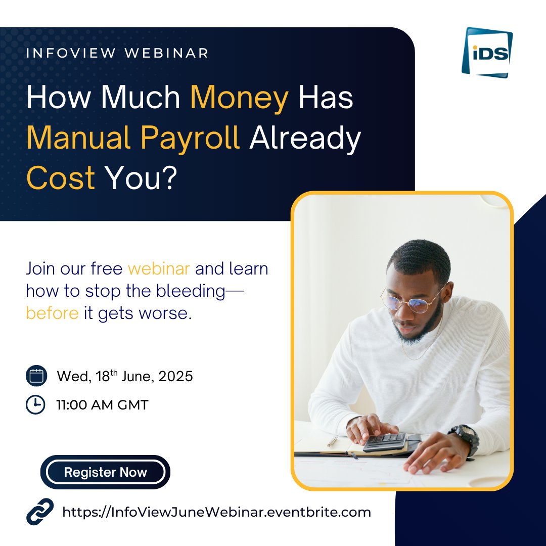 infoviewds's tweet photo. Manual payroll errors could put your school's finances in real danger.
It’s time to automate. Join our webinar on Wednesday, 18th June at 11 AM GMT
Register here: https://https://t.co/c8hq1Lv3QU
#edTech #GES #GhanaSchools #InfoView #InfoViewWebinar #Webinar #Software #Salary https://t.co/GgkLbtTLj0