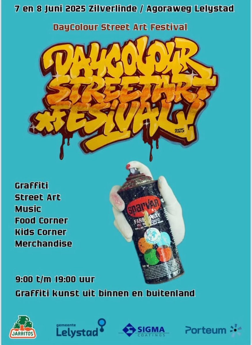 Lelystad (NL) DayColour Festival
Featuring: Bates, Duel, Sel One mm.
Foodtrucks, Workshops, Dj's and Rap