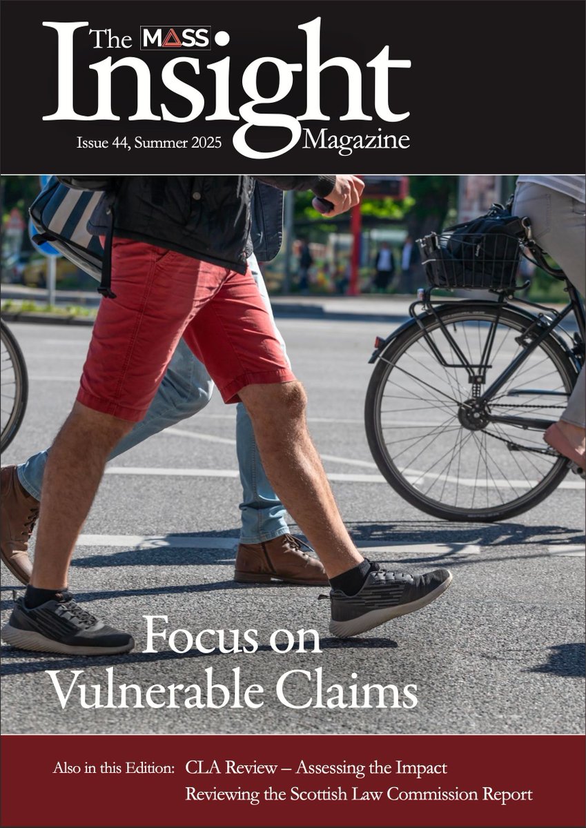 📰 New Issue!

Focus on Vulnerable Claims, practical guidance and insights on vulnerable road users.

⭐️ Articles by
Jasmine Murphy - <a href="/gatehouse_law/">Gatehouse Chambers</a>  
Andrew Littlemore - <a href="/jmwsolicitors/">JMW Solicitors</a> 
Antonia Ford - <a href="/PumpCourt/">Pump Court Chambers</a> 

📖 Preview and subscribe: 

mass.org.uk/insight-magazi…
