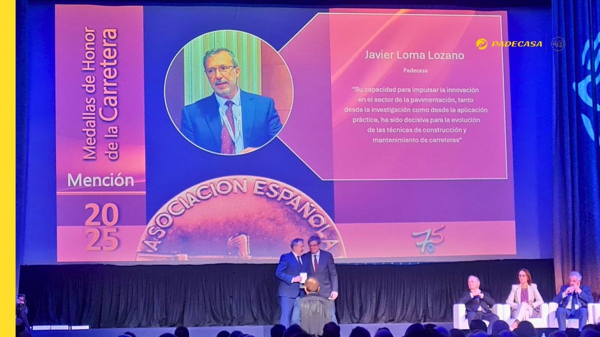 PADECASA (@padecasa) on Twitter photo 🥇¡Orgullosos de nuestro director de tecnología, <a href="/javloma/">Javier Loma</a>, que hace unos días fue galardonado con la medalla de honor de la <a href="/aecarretera/">@aecarretera</a>!
Con ella se reconoce su labor a la hora de innovar e investigar en favor de la evolución tecnológica de nuestras carreteras 🛣️ 🥇¡Orgullosos de nuestro director de tecnología, <a href="/javloma/">Javier Loma</a>, que hace unos días fue galardonado con la medalla de honor de la <a href="/aecarretera/">@aecarretera</a>!
Con ella se reconoce su labor a la hora de innovar e investigar en favor de la evolución tecnológica de nuestras carreteras 🛣️