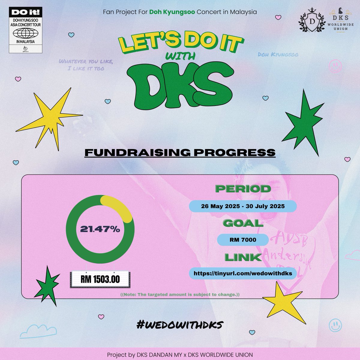#DOit_inMalaysia 

✨ 𝐋𝐞𝐭'𝐬 𝐃𝐎 𝐢𝐭 𝐰𝐢𝐭𝐡 𝐃𝐊𝐒 ✨ 
with <a href="/dks_wwunion/">ᴅᴋꜱ ᴡᴏʀʟᴅᴡɪᴅᴇ ᴜɴɪᴏɴ</a> 

🪙 Fundraiser Progress;
#wedowithdks 💛

Help us reach our goal, every amount counts!🤗

🔗 tinyurl.com/wedowithdks

#도경수 #DOHKYUNGSOO
#ASIACONCERT_DOit #DO #디오 #DOit #DOit_inKL <a href="/companysoosoo_/">Company Soosoo</a>