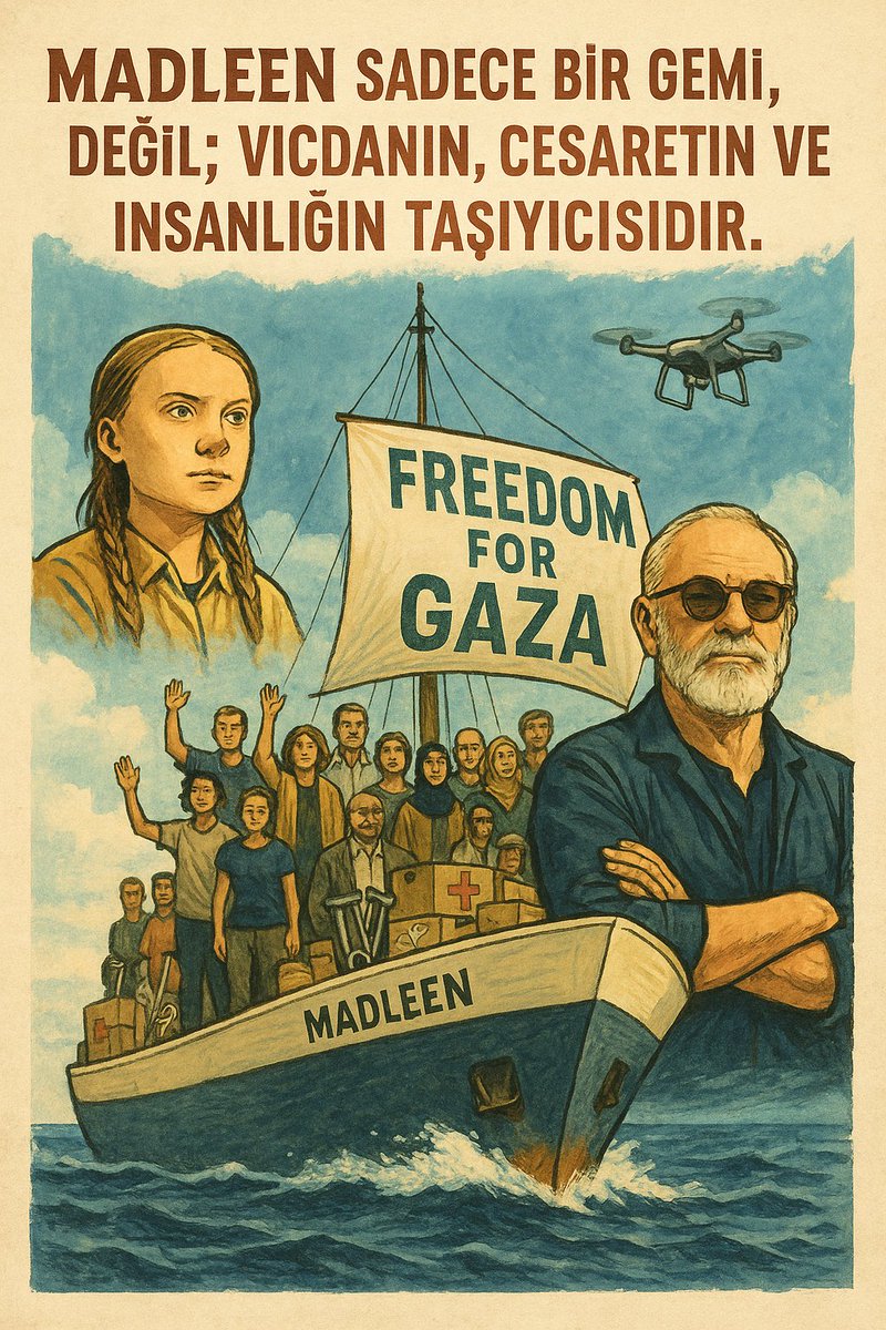 Gözümüz kulağımız Gazze ablukasını kırmak için italya'dan hareket eden,  içlerinde Türk aktivist Şuayb Ordu'nun da bulunduğu #Madleen Gemisi'nde. 

Onurlu ve şerefli insanlara bin selam olsun.