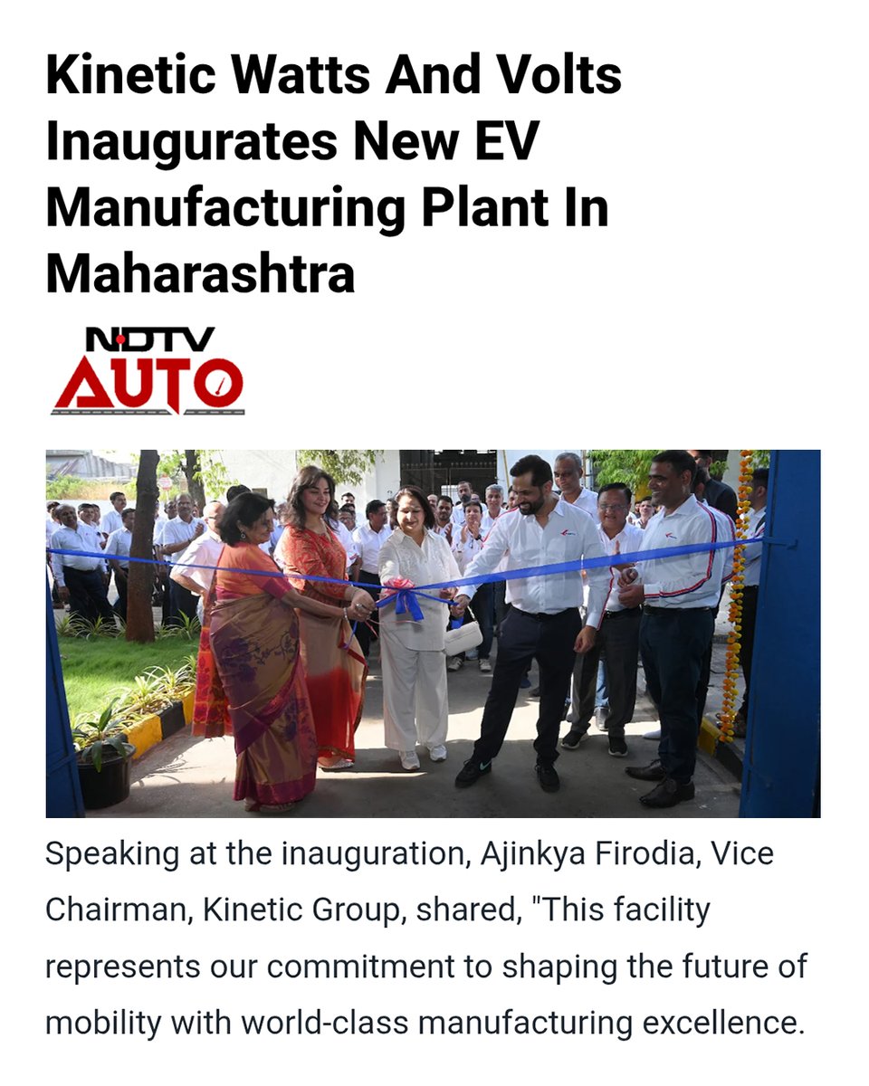 TheKineticIndia's tweet photo. Kinetic Watts &amp; Volts steps into the future with a new facility — driving innovation, powering India’s EV revolution, and setting new industry benchmarks. ⚡🇮🇳
#EVRevolution #KineticGroup #ElectricMobility #MadeInIndia #GreenEnergy #Innovation #Sustainability #EVFuture https://t.co/KiAz99ULDm