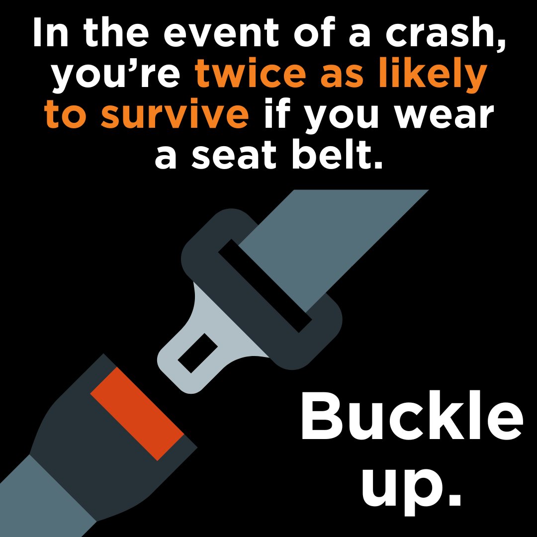 VisionZeroWY's tweet image. In the event of a crash, you’re twice as likely to survive if you wear a seat belt.
4 unbelted young people were killed or seriously injured every week in 2022.
Always buckle up. We want you to get there and back safe.