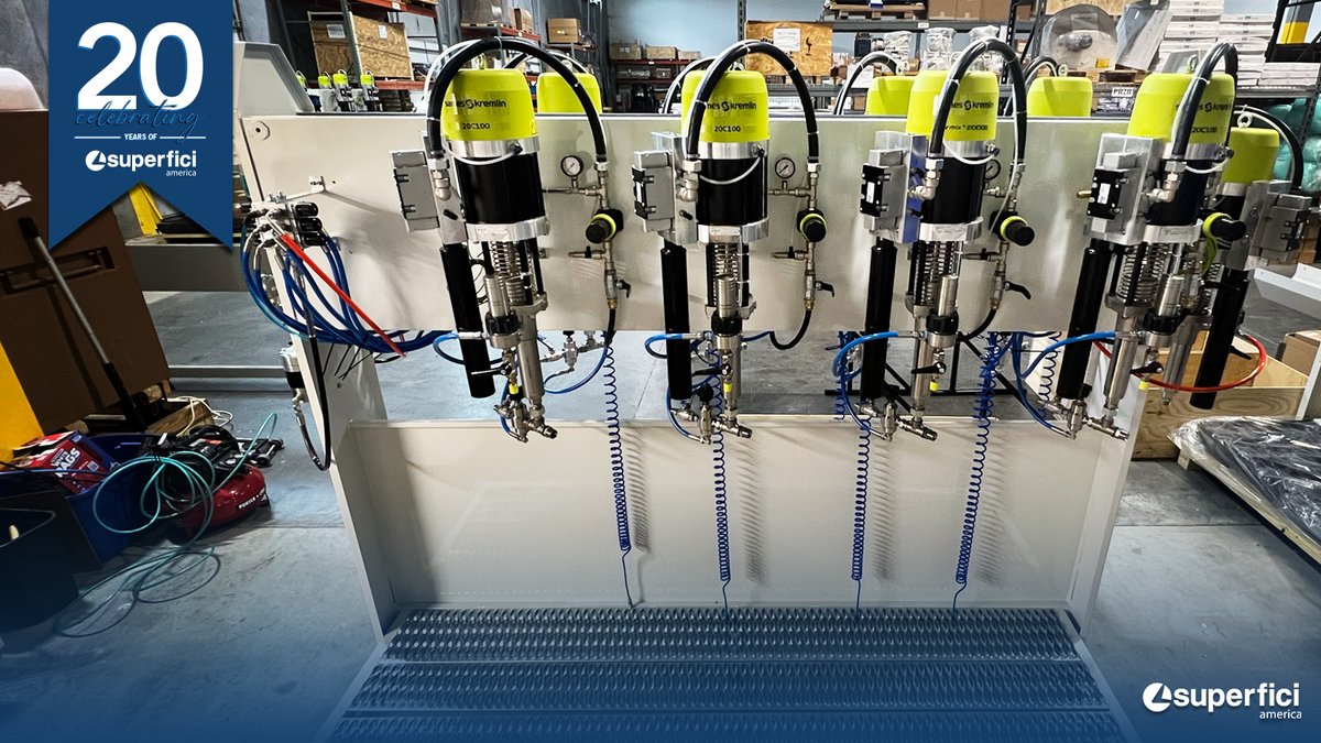 New custom pump stand featuring 8 Sames pumps &amp; smart design by our in-house fluid engineer—like coiled air lines with quick-connects that snap back into place. Clean, efficient, and cool-looking. Contact a sales rep! 👉 loom.ly/7hxwwnM

#SuperficiAmerica #FluidManagement
