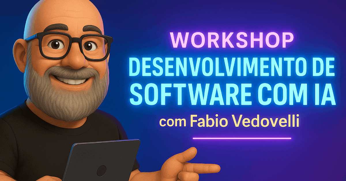 RT da amizade?! 😎
---
workshop.vedovelli.com.br

Estou animado para anunciar meu novo workshop sobre fluxo de desenvolvimento de software com suporte de IA!

O que você vai aprender:
• Técnicas para aumentar sua produtividade.
• Dicas para melhorar a qualidade das suas entregas.