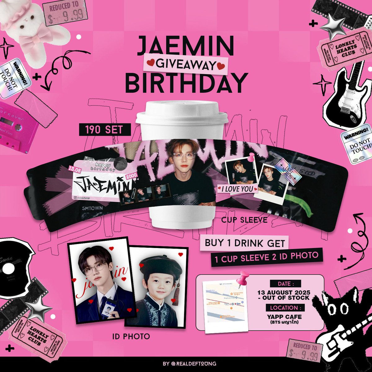 #HAPPYJAEMINDAY 🩷🐰🎂

Giveaway — Cup Sleeve 190 ea
📆13/08/25   - out of stock

📍 YAPP พญาไท (ทางออก5)
🐱 #JAEMINDAY_1308

#HAPPYJAEMINDAY #JAEMIN #재민 #NCTDREAM #แจมิน