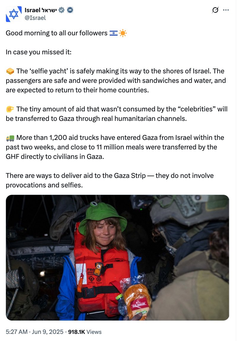 Heidi__Matthews's tweet photo. The BBC is literally using the exact same photo that @Israel has used to denigrate and infantilize the courageous @GazaFFlotilla #Madleen crew, who engaged in direct action to break—and draw international attention to—Israel's inhuman siege of Gaza. https://t.co/To86aO7LUa
