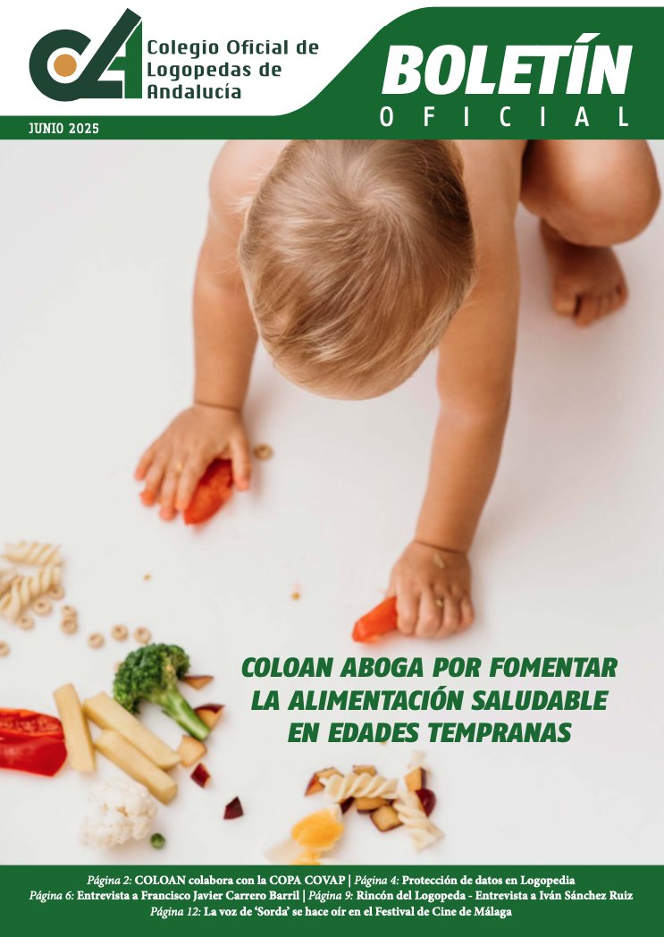 COLEGIO DE LOGOPEDAS DE ANDALUCÍA (@logopedascoloan) on Twitter photo 👉 YA ESTÁ DISPONIBLE EL BOLETÍN DE PRIMAVERA-VERANO DEL COLOAN. 🌼
¿Os contamos algunas de las cosas que trae? ¡Vamos allá!👇
• Colaboración del Coloan con la <a href="/CopaCOVAP/">Copa COVAP</a> para el fomento de hábitos saludables en la población infantil. 👉 YA ESTÁ DISPONIBLE EL BOLETÍN DE PRIMAVERA-VERANO DEL COLOAN. 🌼
¿Os contamos algunas de las cosas que trae? ¡Vamos allá!👇
• Colaboración del Coloan con la <a href="/CopaCOVAP/">Copa COVAP</a> para el fomento de hábitos saludables en la población infantil.