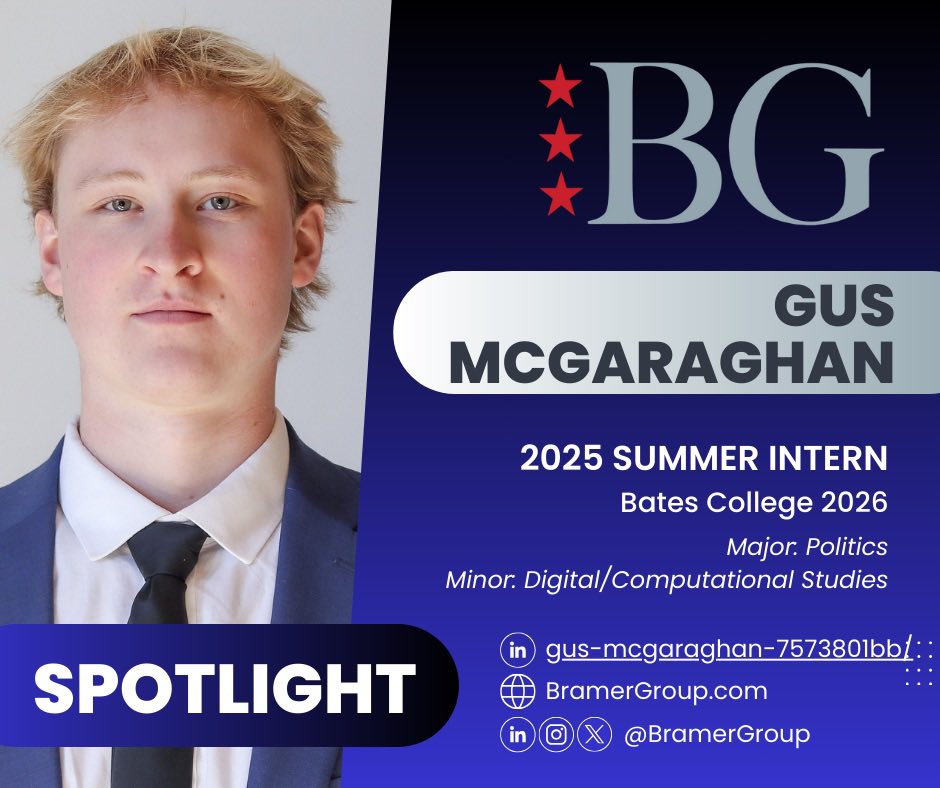 BramerGroup's tweet image. Wrapping up our Summer ‘25 class introductions, BG welcomes Gus McGaraghan of Bates College. Gus will be assisting our International Programs team. 

“This summer, I am excited to learn from my BG team members and draw on their extensive experience in private-public collaboration…