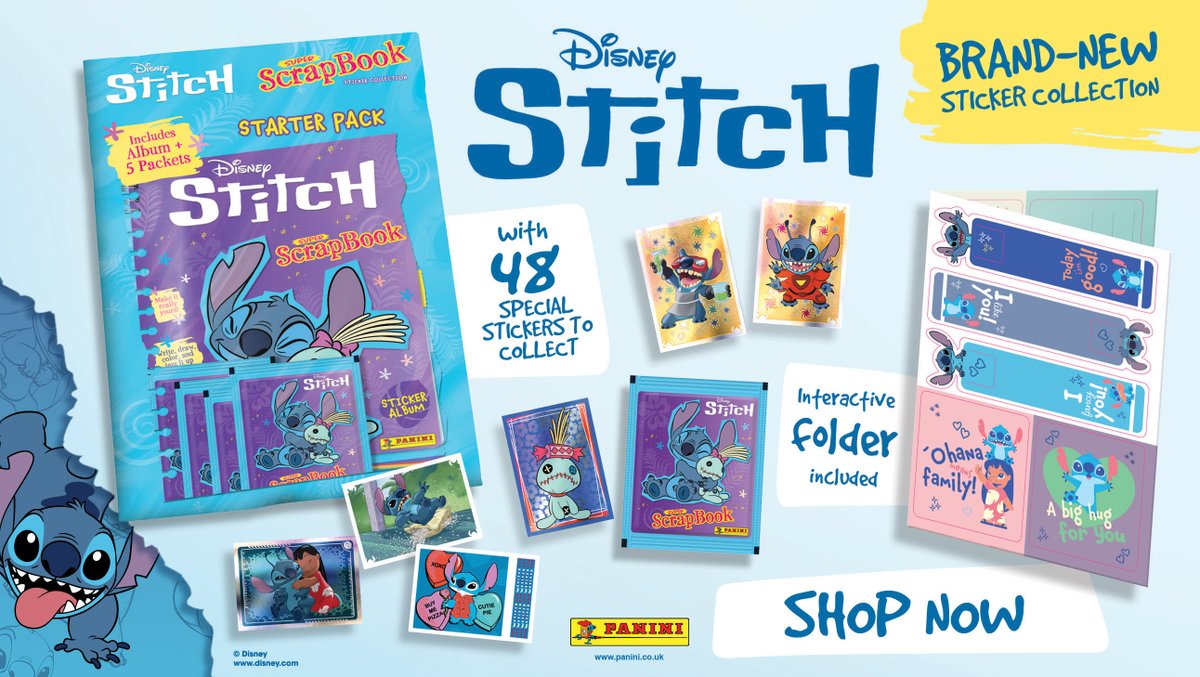 Stitch is back in sticker collection form in this awesome new collection! Collect all of your favourite Stitch characters in a fun and immersive scrapbook-style sticker collection. Order direct from Panini here: bit.ly/3ZhQjS8