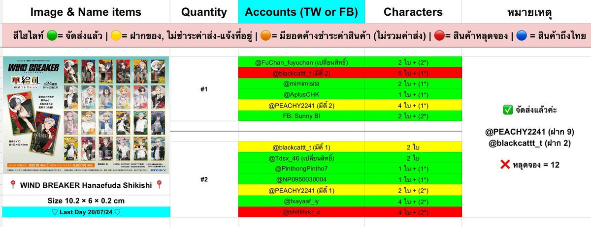 <a href="/PEACHY2241/">Rh.</a> (ฝาก 9) = 40฿
<a href="/blackcattt_t/">b🐈‍⬛</a> (ฝาก 2) =40฿ **ชำระส่วนที่เหลือครบเดจัดส่งให้พร้อมกันนะคะ**

**สามารถชำระค่าส่งและแจ้งที่อยู่ที่ลิงก์ฟอร์มด้านบนเลยนะคะ🙇🏼‍♀️ หากส่งรวมหลายการ เซฟภาพสินค้าทุกรายการของตนเองแล้วส่งเช็คค่าส่งที่เดมได้เลยค่ะ🙏🏻**