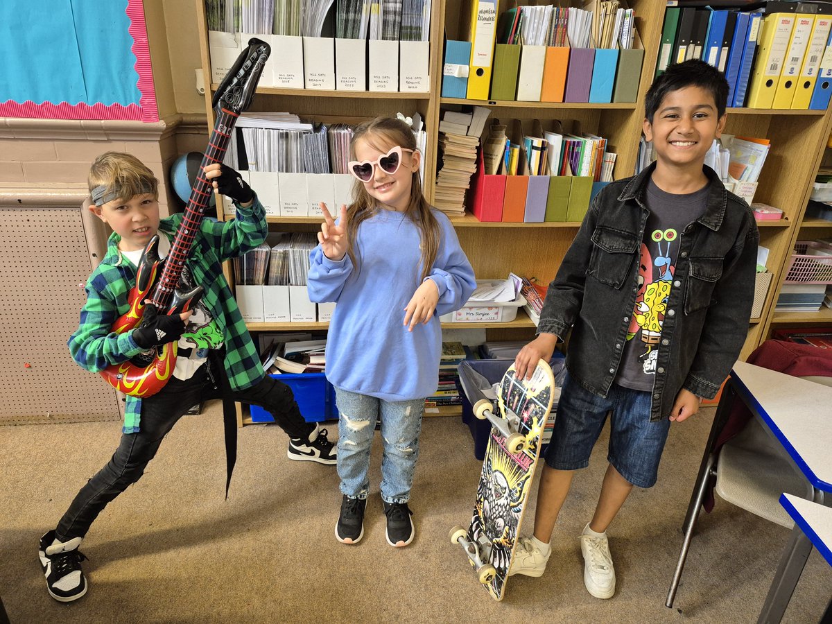 Year 4 have been rocking out today as Times Table Rock Stars! They've enjoyed dressing up at their TTRS avatars; battling the other classes online and lots of other fun times table activities!