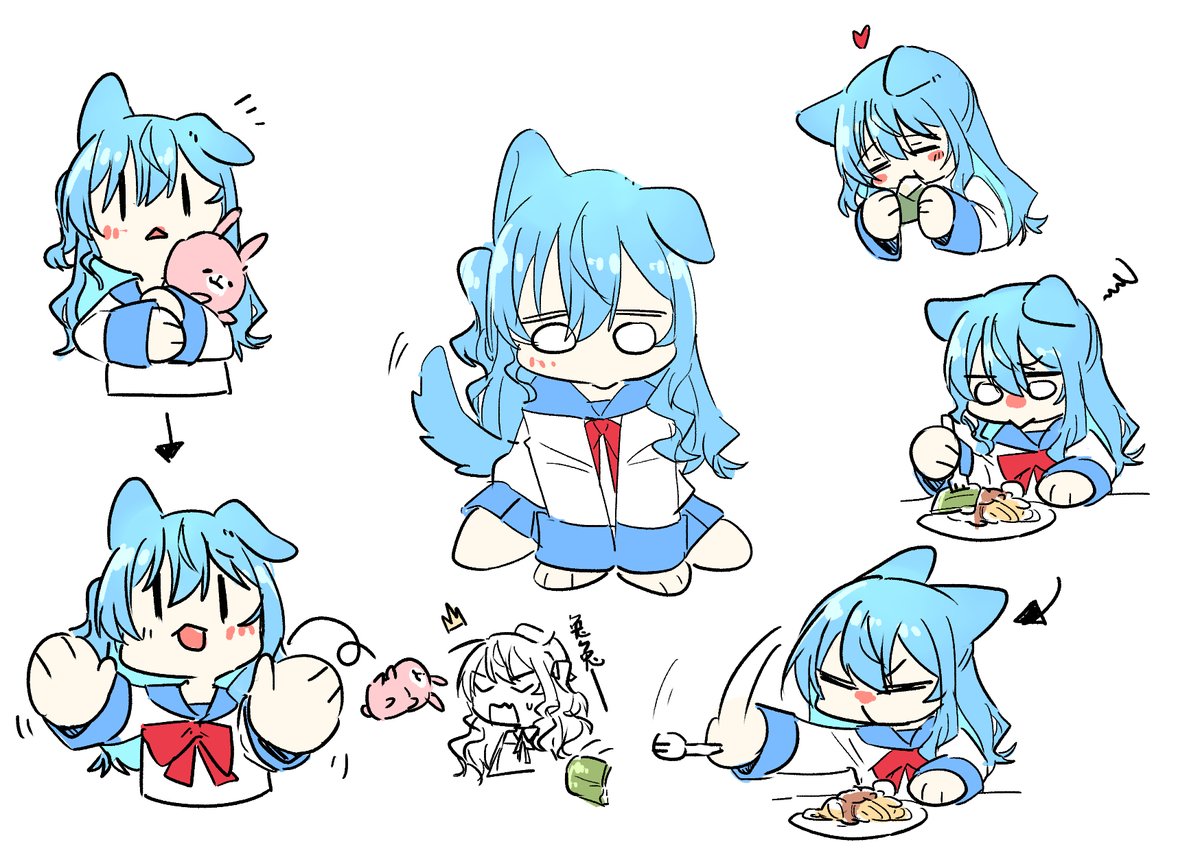 起因是🧪的藥物實驗，因有某個部分不滿足，才分裂出那部分的具象化狗狗
一開始大家看到，還以為是☄️吃錯藥變成這樣(確實也是)，剛好☄️本人不知道去哪裡忙了，眾人不知如何是好，於是就讓🌸帶著走了
現在分裂出來的狗狗乖巧又怕生，但不知為何死命地黏著🌸，超級愛撒嬌