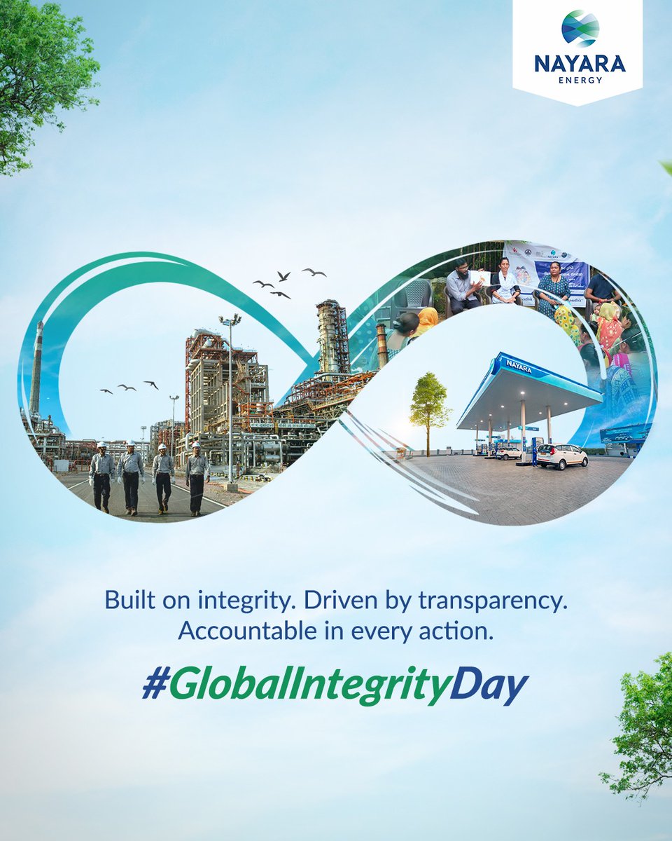 At #NayaraEnergy, we believe true success is rooted in the values of honesty &amp; transparency. Guided by these principles, we create boundless opportunities &amp; nurture enduring partnerships. 
On this #GlobalIntegrityDay, we reaffirm our dedication to ethical excellence and growth.