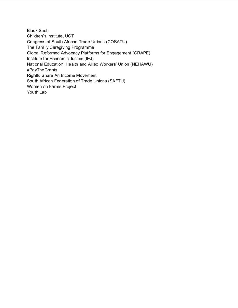 Black Sash (@black_sash) on Twitter photo MEDIA STATEMENT: <a href="/UBIC_ZA/">UBIC</a> has urgently written to Parliament Portfolio Committee on <a href="/The_DSD/">Social Development</a>, warning that National <a href="/TreasuryRSA/">National Treasury</a> new budget conditions for <a href="/OfficialSASSA/">SASSA</a> could plunge millions of South Africa’s most vulnerable into deeper poverty and exclusion. MEDIA STATEMENT: <a href="/UBIC_ZA/">UBIC</a> has urgently written to Parliament Portfolio Committee on <a href="/The_DSD/">Social Development</a>, warning that National <a href="/TreasuryRSA/">National Treasury</a> new budget conditions for <a href="/OfficialSASSA/">SASSA</a> could plunge millions of South Africa’s most vulnerable into deeper poverty and exclusion.