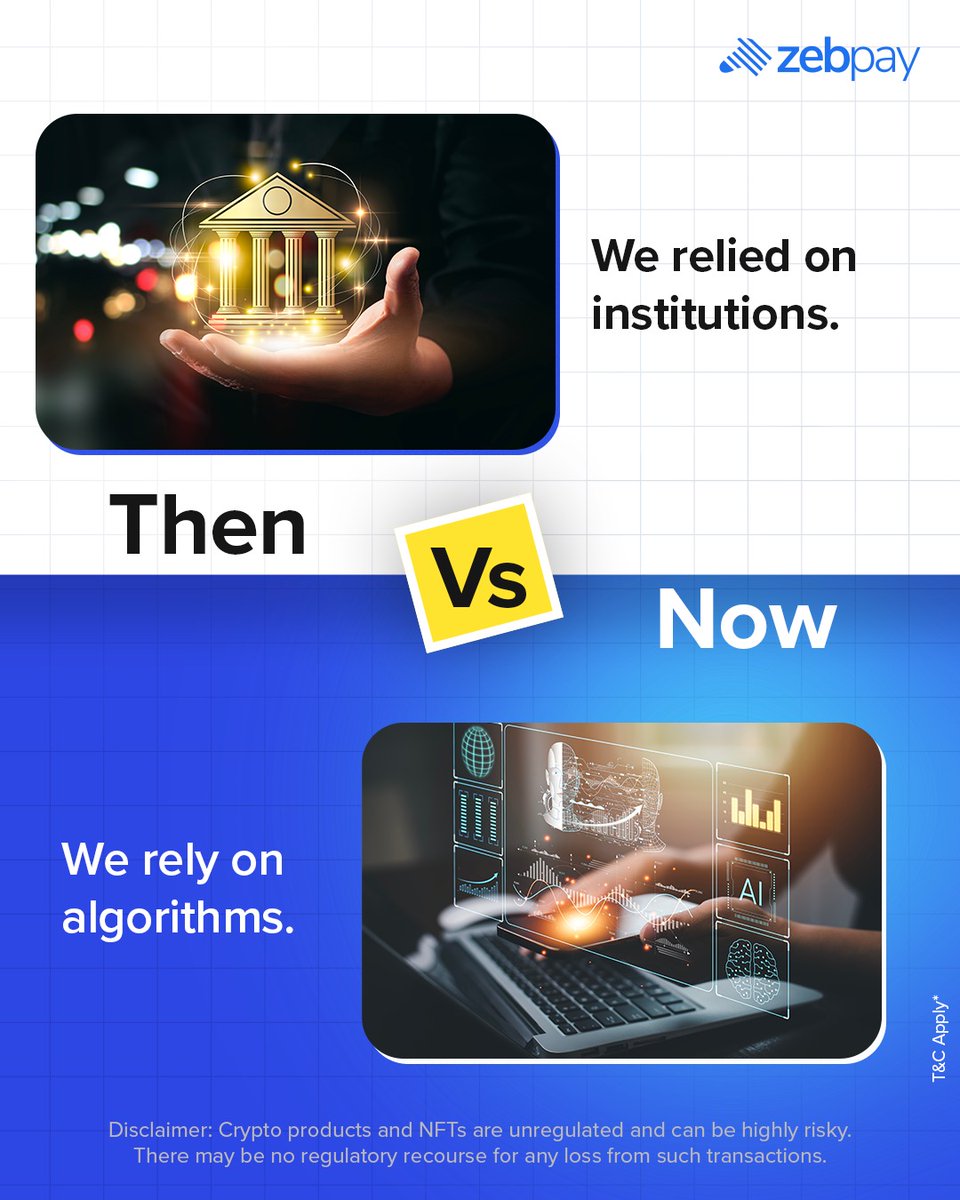 The trust we once placed in banks 🏦 
Is now shifting to code ⛓

Welcome to the age of decentralised confidence 🔐

#ZebPay #Blockchain #Crypto #ThenVsNow