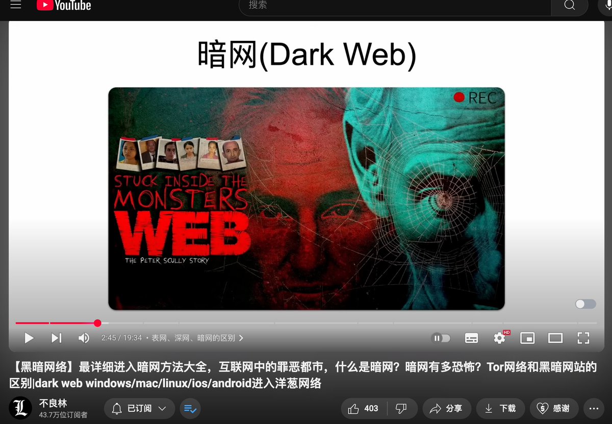 来了来了，不良林：最详细进入暗网方法大全，什么是暗网？暗网有多恐怖？ #计算机网络小知识
