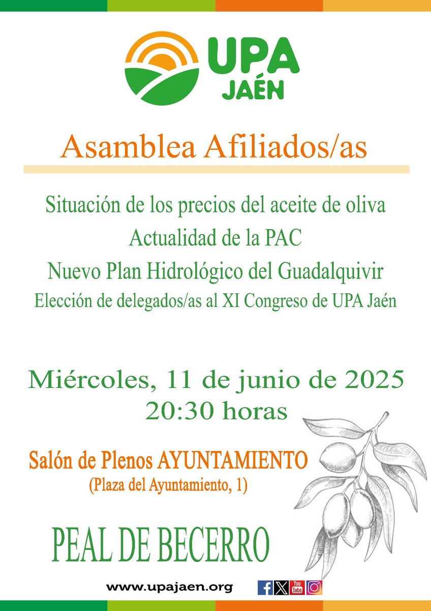 Seguimos con las asambleas para elegir a los delegados del #XICongresoUPAJaén. El próximo miércoles, 11 de junio, tendremos una doble sesión. Primero en Cazorla y después en Peal de Becerro. <a href="/CristobalCano26/">Cristóbal Cano Martín</a> <a href="/eliosanchez_/">Elio Sánchez</a> <a href="/jesuscozarupa/">Jesús Cózar Pérez</a>