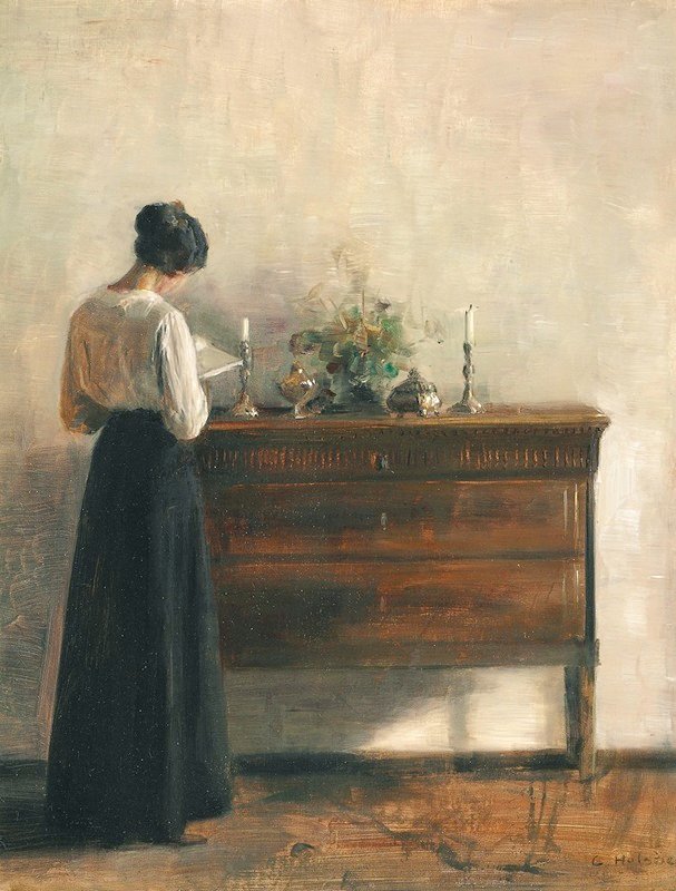"That is part of the beauty of all literature. You discover that your longings are universal longings, that you're not lonely and isolated from anyone. You belong."
     ~ F. Scott Fitzgerald

Interior, Woman Reading
        🎨 Carl Holsøe