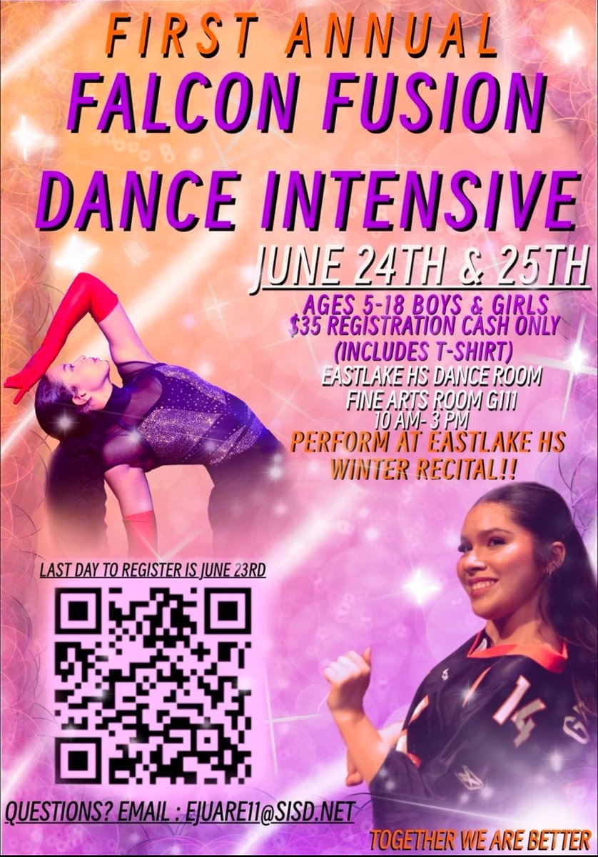 Join <a href="/EastlakeFlags/">Eastlake Flag and Dance Ensemble</a> for their First Annual Falcon Fusion Dance camp.   June 24th &amp; 25