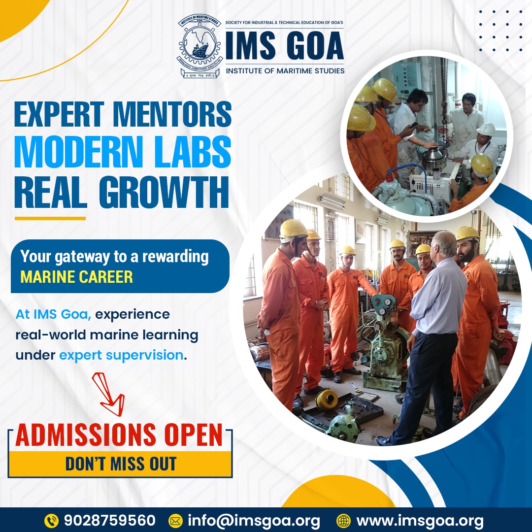 IMS_Goa's tweet image. 🚢 Step Into the Engine Room of Your Future!
At IMS Goa, it’s not just about textbooks — it’s about real tools, real ships, and real transformation.
🎓 Admissions 2025 Now Open — Your maritime future starts here.#MarineCareer2025 #IMSGOA #MaritimeTraining #MerchantNavyIndia