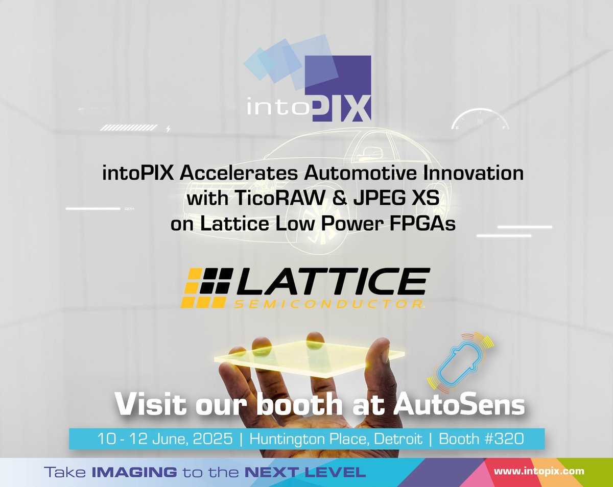 <a href="/intoPIX/">intoPIX</a>  is proud to announce its collaboration with @LatticeSemiconductor  to bring TicoRAW and JPEG XS compression to the Lattice Avant™ and Nexus™ FPGA platforms, tailored to meet the demanding requirements of ADAS and in-vehicle vision systems.
zurl.co/zIP5n
