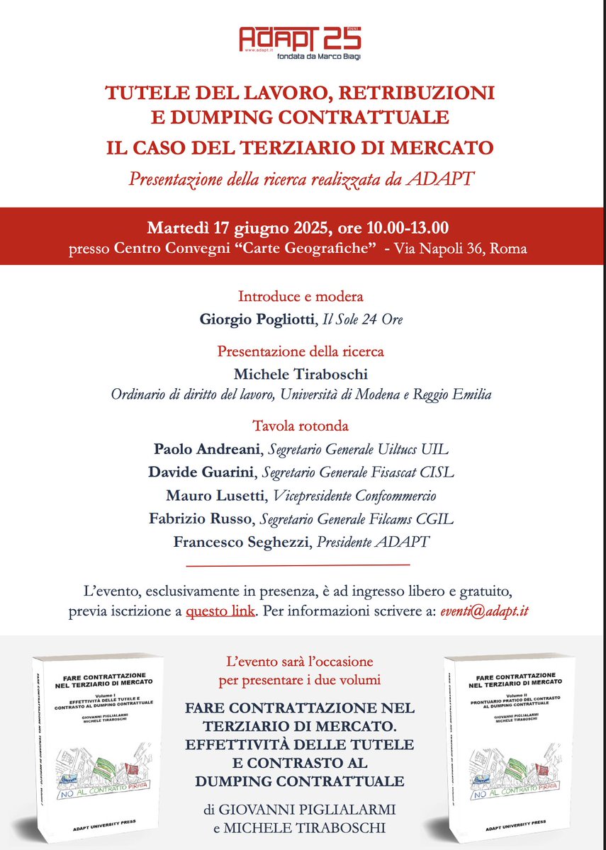 Il dumping contrattuale nel terziario di mercato. 
Cosa emerge dallo studio dei 250 contratti collettivi nazionali del settore? Perché si firmano e depositano centinaia di contratti collettivi che poi nessuno o quasi applica? E quali sono i pregiudizi per i lavoratori (in termini