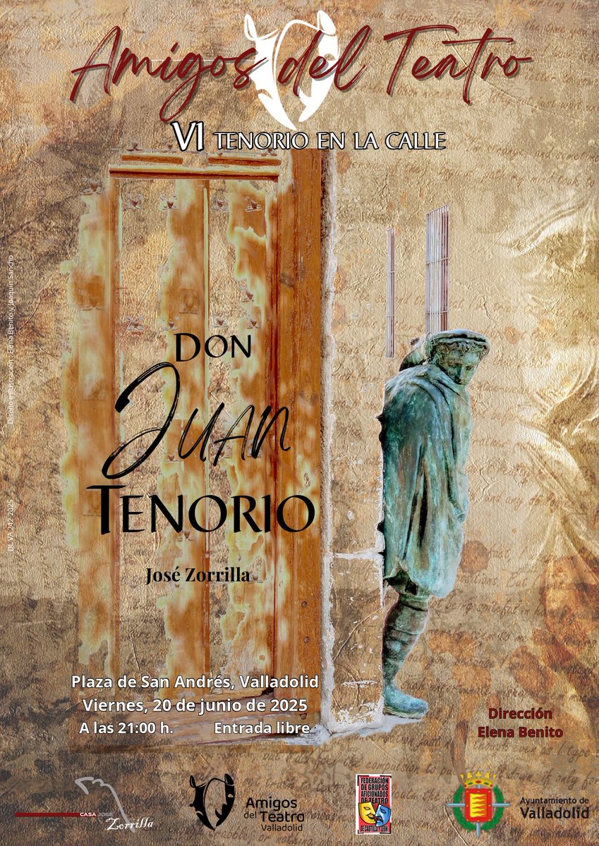 HOY, 'VI Tenorio en la calle'. Amigos del Teatro.

📍Plaza de San Andrés

🕒21:00 horas (duración aproximada de 2 horas)

🎟️Asistencia libre