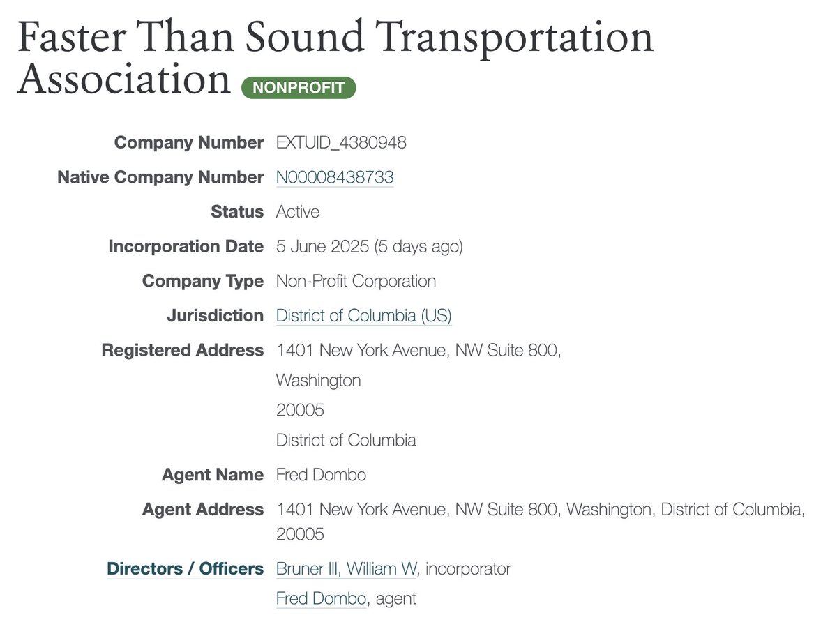 lachlan's tweet image. New DC trade group for the supersonic transportation industry!