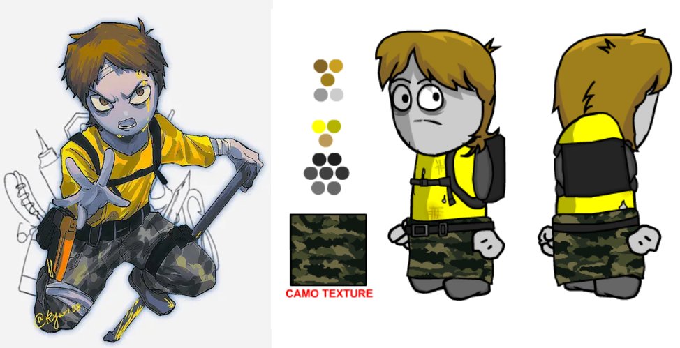 A fun fact about the newest ''gabe'' design

althought i'd like to keep him simplistic, this particular design was totally based on a fanart made by Kyuri_08 way back in 2019
it replaces his homeless looking rags for a more combatant style, which suits as glove in some scenarios.