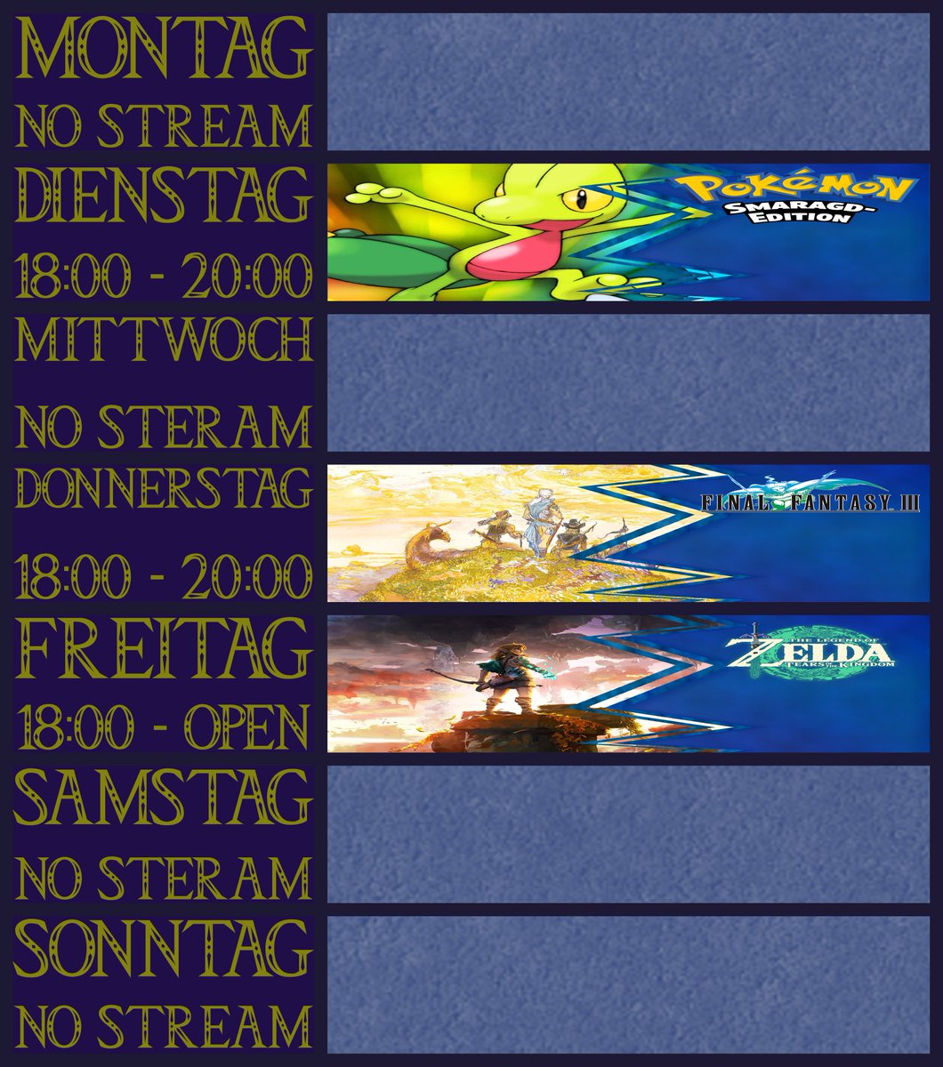 AotaruLP's tweet photo. Leute, lange ist es her, hier ist mal wieder ein Lebenszeichen von mir und auch mit Streamplan.
So wird es die nächsten Wochen aussehen. https://t.co/eV2jlKcljd