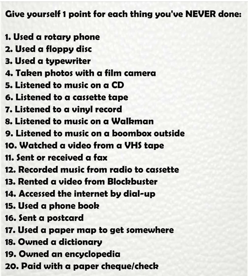 Here’s something everyone can do.  You can post the answers on here.  I got zero.  I’ve done them all
