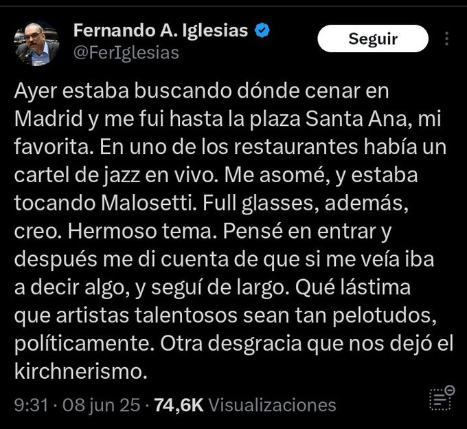 Lo putea preventivamente a Malosetti por algo que él se imagina que le va a decir si lo reconoce. ¿Cómo puede ser tan imbécil este tipo?