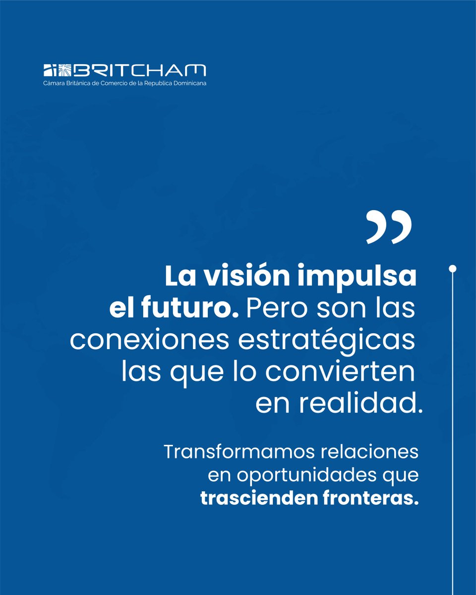 En Britcham creemos que la visión sin conexión se queda en intención. Por eso trabajamos para transformar relaciones en alianzas sólidas que abren puertas, impulsan negocios y construyen un futuro compartido entre el Reino Unido y República Dominicana.

#BritchamRD #UKDR