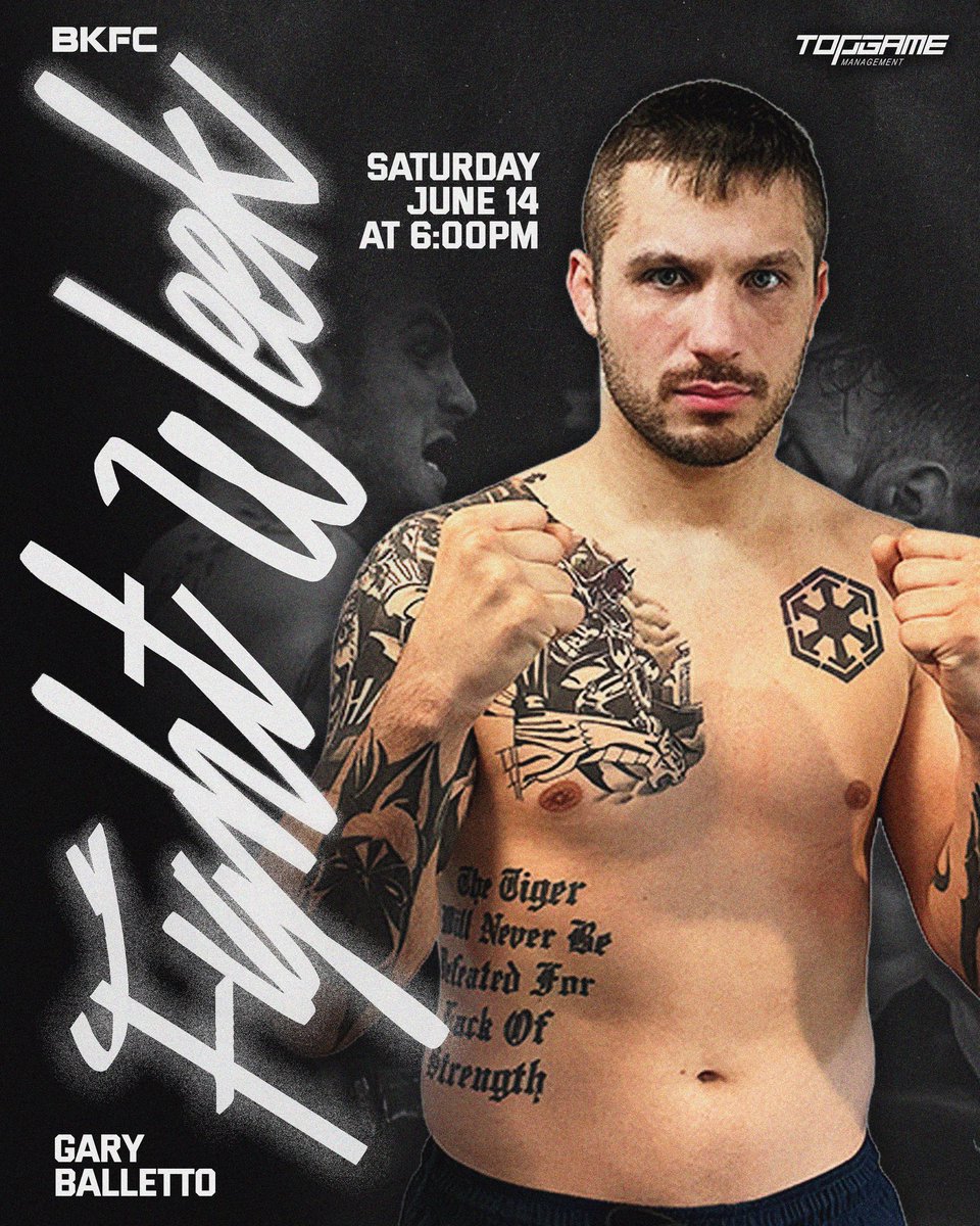 FIGHT WEEK 🚨

Batman is back! Catch Gary Balletto Jr at BKFC this weekend in the arena at Mohegan Sun. Gary will be hunting his third consecutive win across combat sports.

Let’s go Batman! 🦇

#NewEnglandMMA #BKFC #TeamTopGame

Art by TJ Carvalho 🖼️