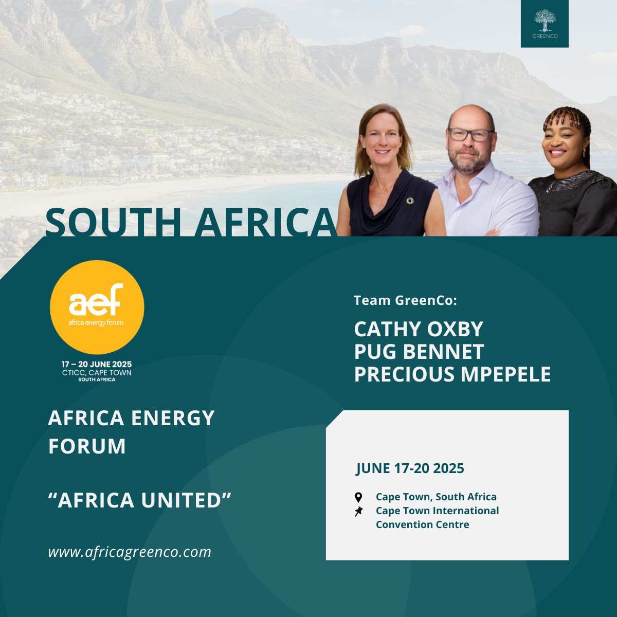 🌍 Africa United. Continent Energized. Meet the GreenCo Team at AEF 2025! ⚡

📧 Reach out via bd@africagreenco.com 

Watch our corporate video: youtu.be/1W1EmRfPaxM?si…

#AEF2025 #AfricaUnited #GreenCo #aef25
