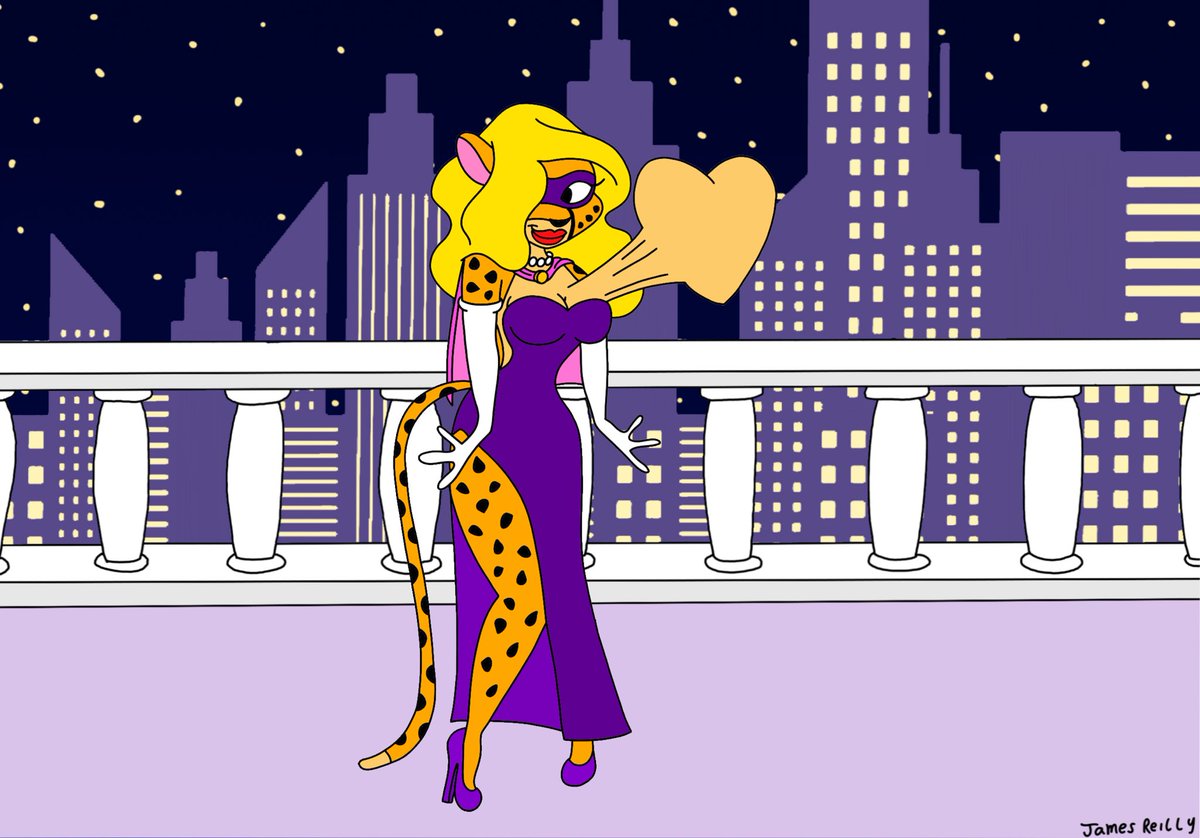 Suggested by a follower on Instagram, The Amethyst Predator in the Minerva Mink heart pounding pose from Animaniacs. #Cheetah #CartoonArt #Anthropomorphic