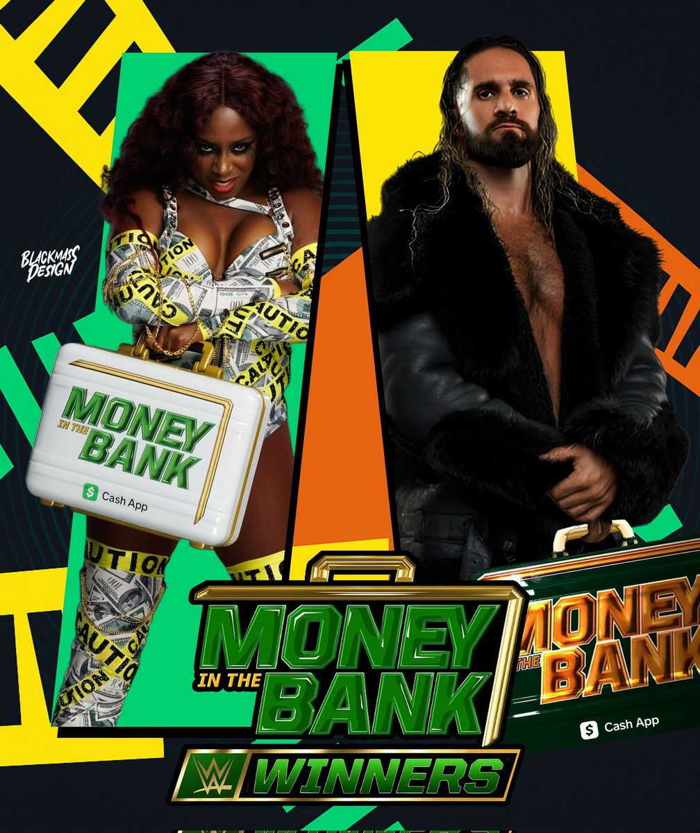 BlxckmassDesign's tweet image. Mr and Mrs Money In The Bank 💵💵 
@TheTrinity_Fatu / @WWERollins 
#Naomi #SethRollins #WWEMITB #MITB