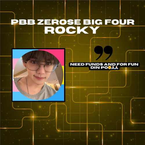 LET US WELCOME OUR BIG FOUR   

We asked our housemates sa forms kung bakit sila sumali at eto ang sinabi nila nung nag fifill up sila! 

Please welcome ROCKY! 

#PBBZEROSEFinale