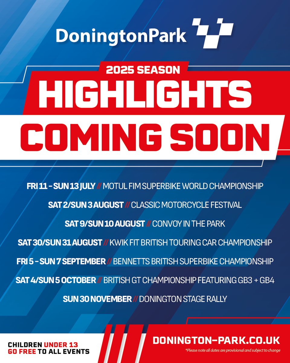 DoningtonParkUK's tweet image. With the 2025 motorsport season in full swing, we still have lots of to come at Donington Park👀
Tickets for all race events are available at discounted rates in advance with further reductions for 13-15-year-olds and FREE entry for under-13s 🎟
donington-park.net
