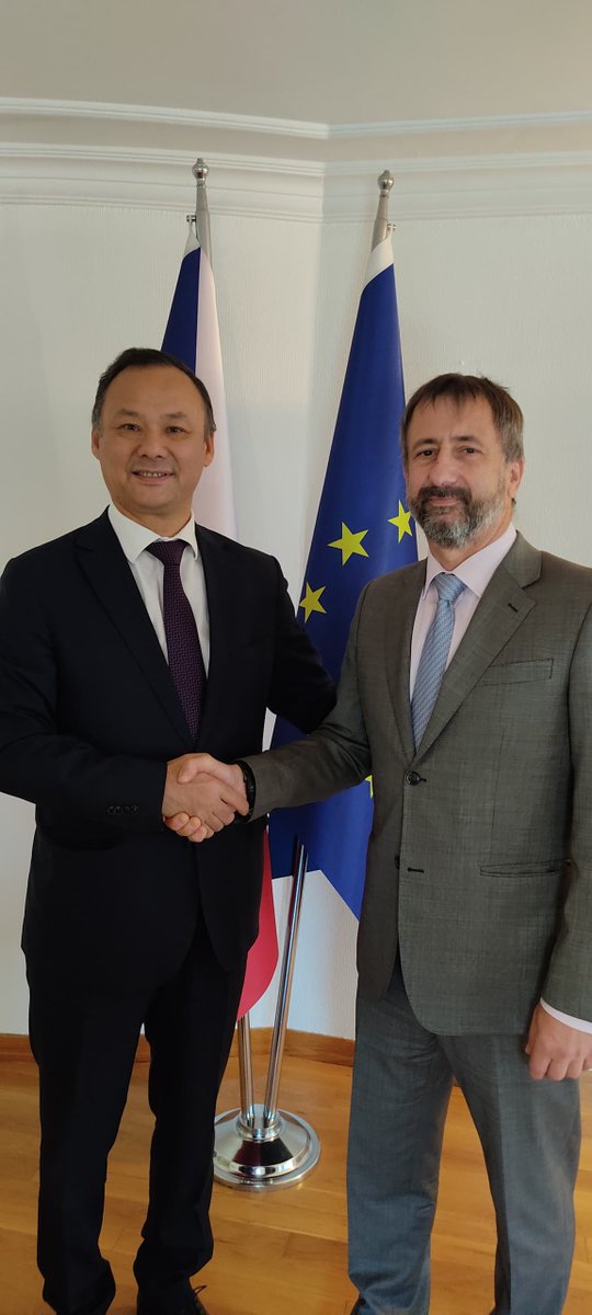 Today, I had a fruitful meeting with Ambassador of the Czech Republic to the Republic of Türkiye H.E. Petr Štěpánek. 
We discussed issues of deepening bilateral cooperation between Kyrgyzstan and the Czech Republic, and interaction between our countries on international platforms