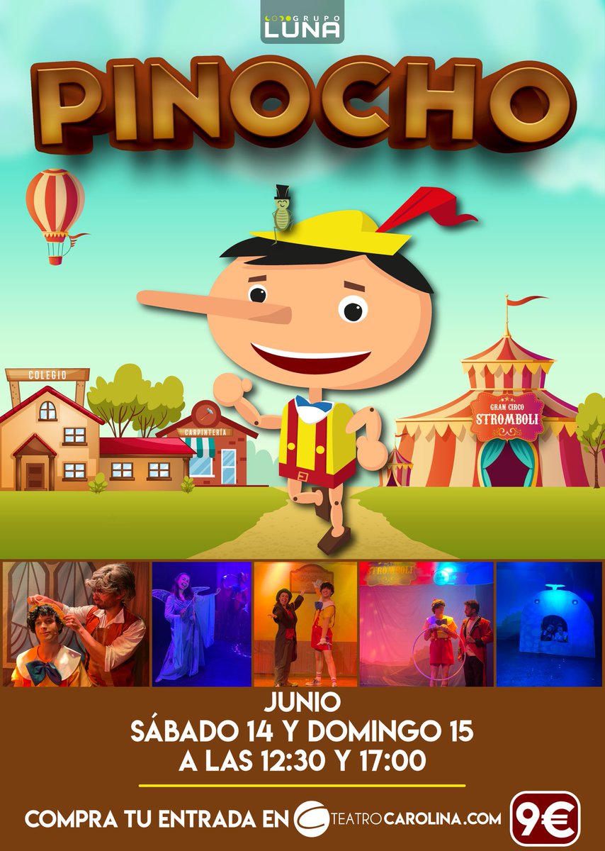 Este fin de semana: PINOCHO

📆14 y 15 de Junio a las 12:30 y 17:00 h.
🏠Teatro Carolina
💶9€
🎫Entradas en la web del Teatro Carolina.

#planesconniños #ocio #familia #teatro #teatroinfantil #cultura #valencia #grupoluna #teatrocarolina #pinocho #actor #actriz #teatromusical