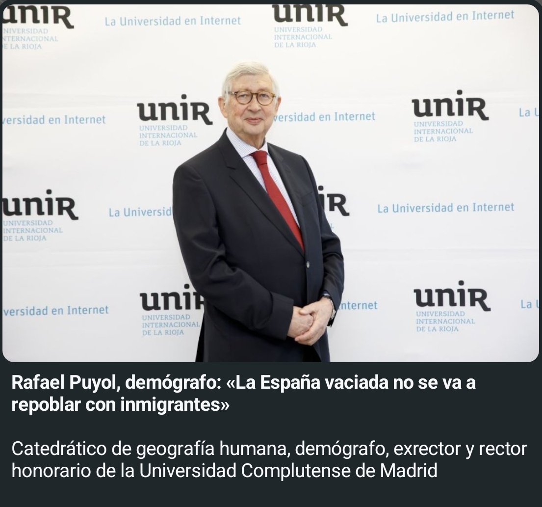 Rafael Puyol, demógrafo: «La España vaciada no se va a repoblar con inmigrantes»

Obviamente, de cajón de madera de pino.
Como siempre, en Vox, TENEMOS RAZÓN !!

No es más que una excusa para montar chiringuitos para el trinque de #comegambas y #sociatas

a.diariodeleon.es/UoAeWc