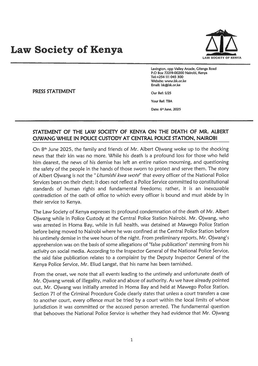 FaithOdhiambo8's tweet image. The role of the Police is to serve and protect the people, not maim them and end their lives. The @NPSOfficial_KE must see to it that all officers involved in the untimely death of Albert Ojwang are brought to book. It cannot be business as usual, we must reform our Police.