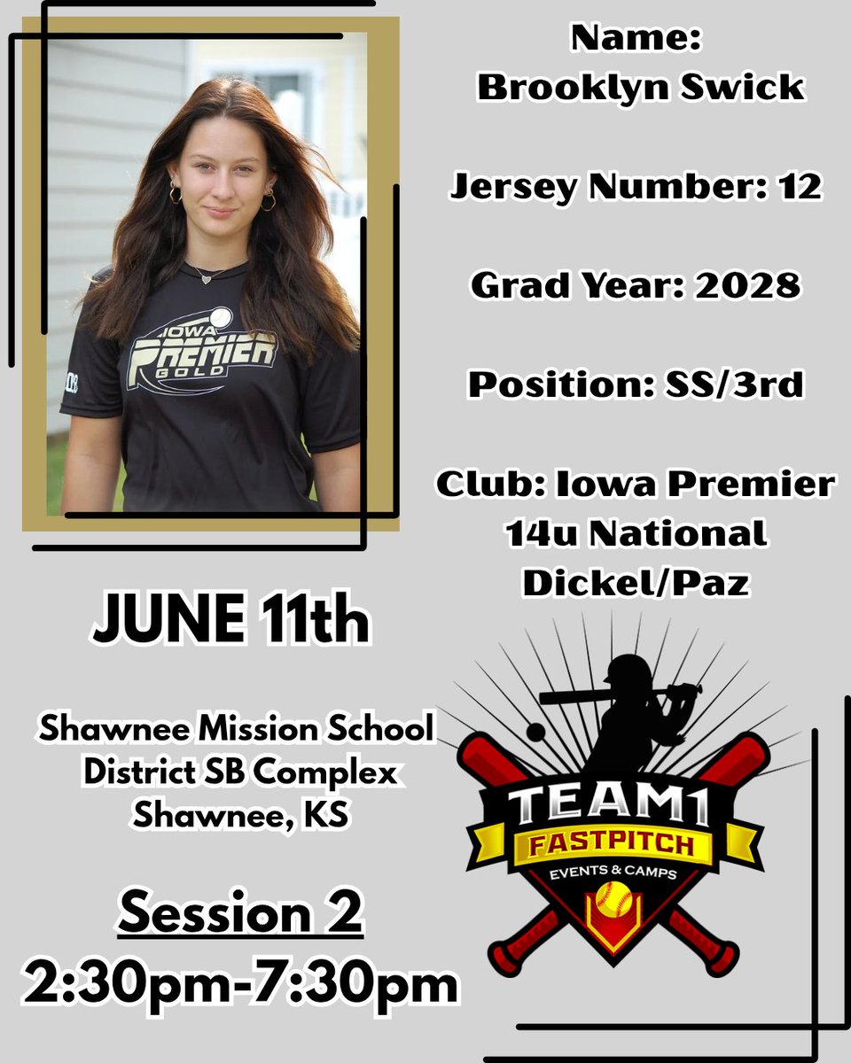 Brooklyn Swick 2028 (@brooklynswick) on Twitter photo Great to be back on the field with my teammates this past weekend in Texas. #IPFlife Excited to be at the Team1 Camp on 11 June and learn from some great coaches. "Learning is the pathway to success!"
<a href="/D1Softball/">D1Softball</a> <a href="/IowaPremierFP/">Iowa Premier Fastpitch</a> <a href="/OliviaHPaz1997/">Olivia Paz</a> <a href="/ExtraInningSB/">EXTRA INNING SOFTBALL</a> <a href="/LineDsoftball/">Line Drive Media</a> Great to be back on the field with my teammates this past weekend in Texas. #IPFlife Excited to be at the Team1 Camp on 11 June and learn from some great coaches. "Learning is the pathway to success!"
<a href="/D1Softball/">D1Softball</a> <a href="/IowaPremierFP/">Iowa Premier Fastpitch</a> <a href="/OliviaHPaz1997/">Olivia Paz</a> <a href="/ExtraInningSB/">EXTRA INNING SOFTBALL</a> <a href="/LineDsoftball/">Line Drive Media</a>
