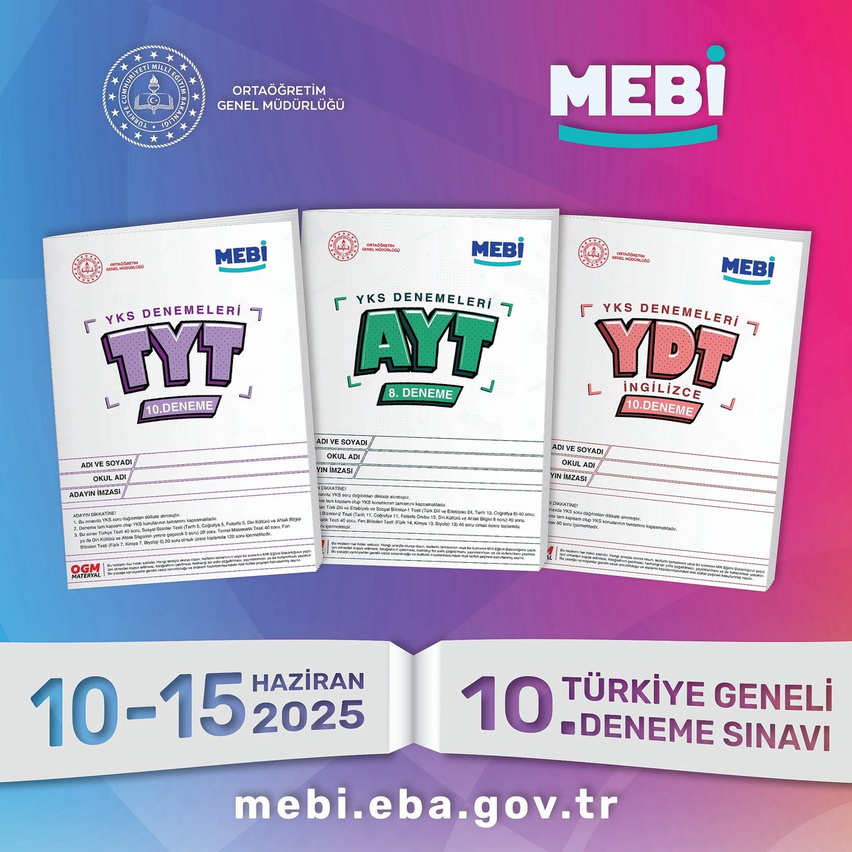 Balıkesir İl Millî Eğitim Müdürlüğü (@balikesirmem) on Twitter photo ⏳MEBİ ile Sınava Son Prova!
10. Türkiye Geneli Deneme Sınavı Sizlerle💫
📅 10–15 Haziran 2025
🚀Hazır mısın? Hemen MEBİ’ye göz at!
🔗 mebi.eba.gov.tr
<a href="/tcmeb/">Millî Eğitim Bakanlığı</a> <a href="/Yusuf__Tekin/">Yusuf Tekin</a> <a href="/Murat69_Demir/">Murat Demir</a> ⏳MEBİ ile Sınava Son Prova!
10. Türkiye Geneli Deneme Sınavı Sizlerle💫
📅 10–15 Haziran 2025
🚀Hazır mısın? Hemen MEBİ’ye göz at!
🔗 mebi.eba.gov.tr
<a href="/tcmeb/">Millî Eğitim Bakanlığı</a> <a href="/Yusuf__Tekin/">Yusuf Tekin</a> <a href="/Murat69_Demir/">Murat Demir</a>