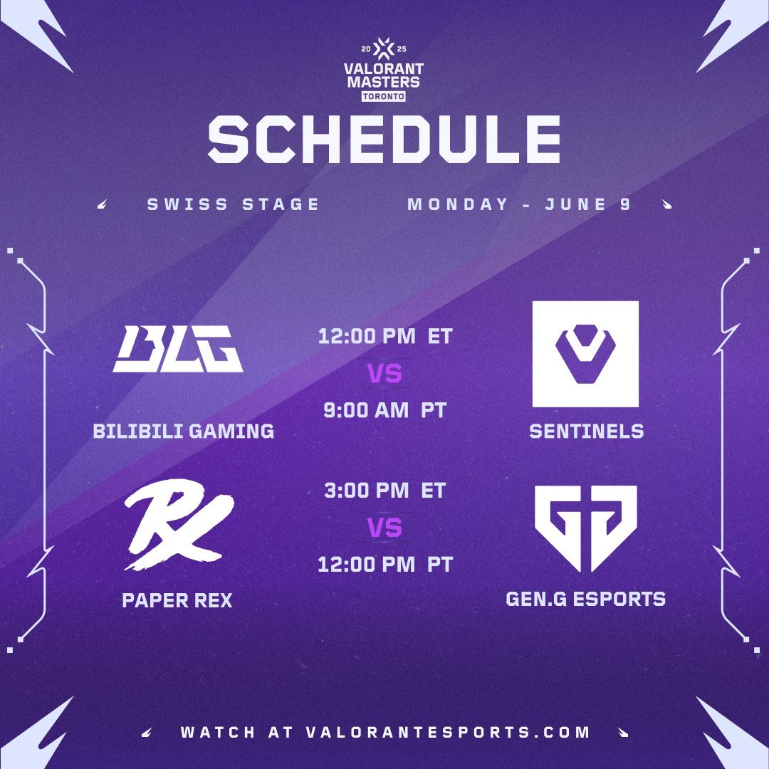 Aujourd'hui aux #VALORANTMasters Toronto, les équipes jouent la qualification aux playoffs 🥳 Et on se retrouve dès maintenant pour le début du live !

Vous pariez sur qui ? 😌

🔴 twitch.tv/VALORANT_fr